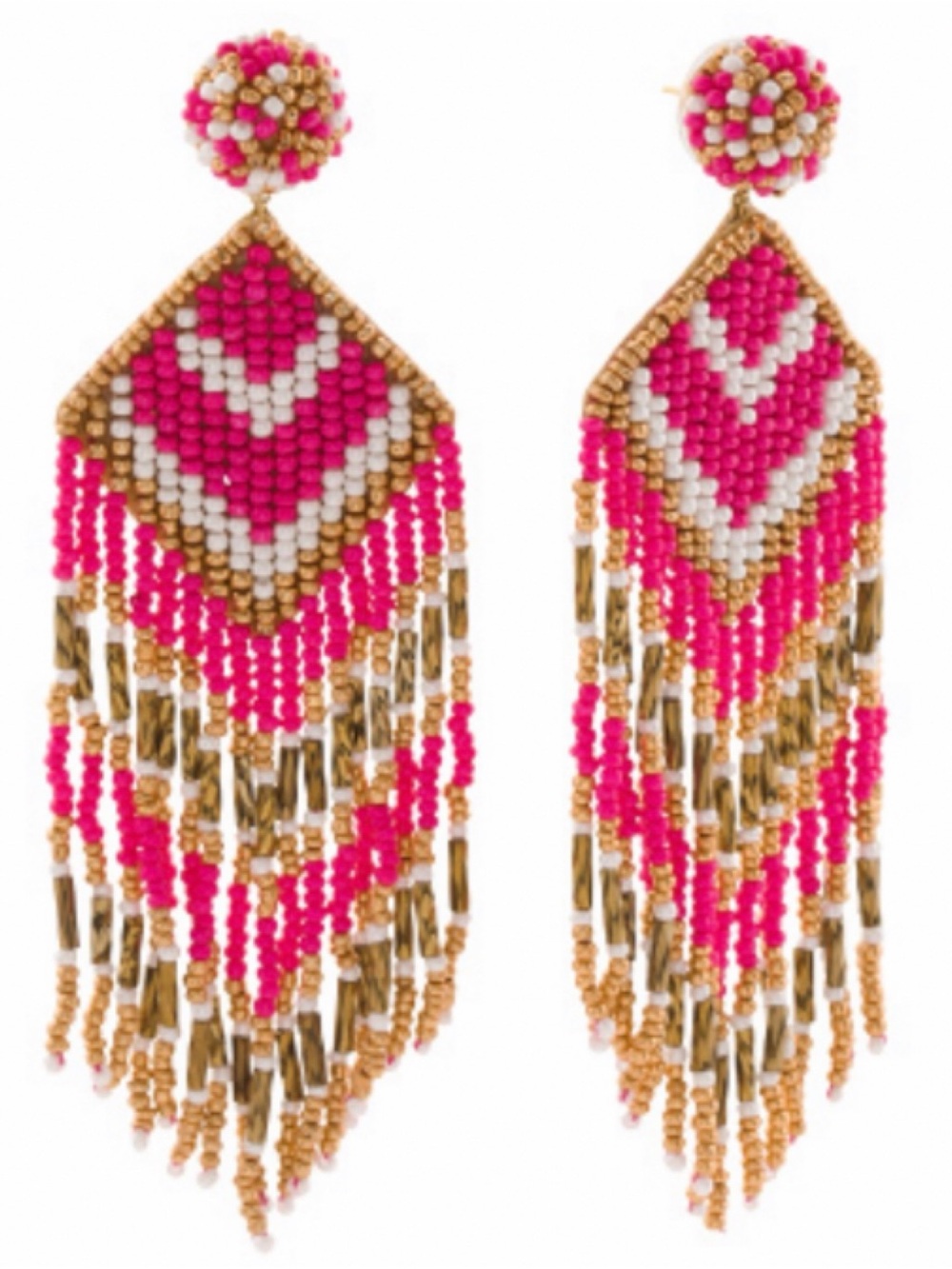 Deepa Gurnani Fuchsia Beaded Chevron Earrings